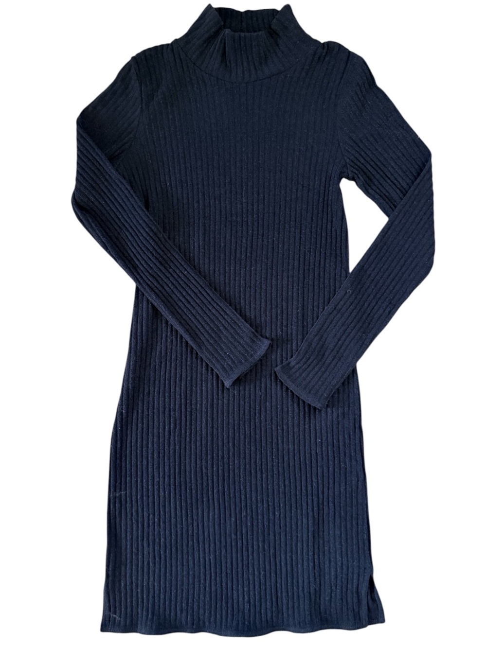 Wilfred Black Ribbed Long-Sleeve Mockneck Dress